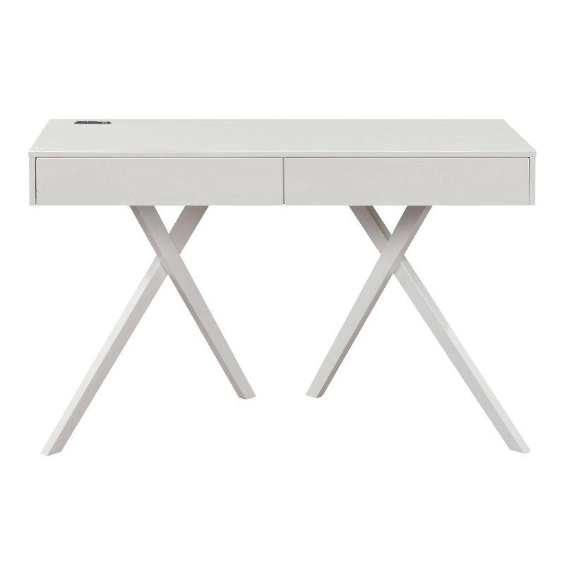 HOMES: Inside + Out 47" Thunderseek Mid Century Desk: Rubberwood, Birch Veneers, X-Base