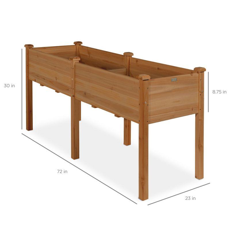 Best Choice Products 72x23x30in Raised Garden Bed, Elevated Wood Planter Box for Patio w/ Divider Panel