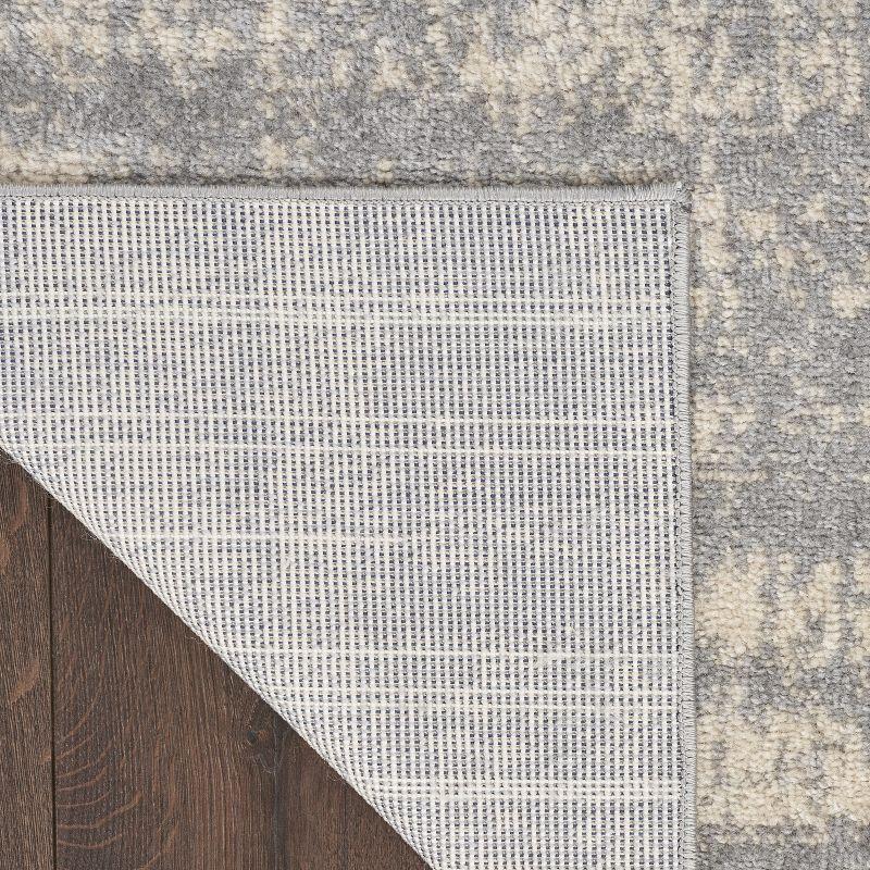 Reversible Grey/Beige Abstract Synthetic 3' x 5' Area Rug