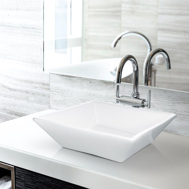 Miligore 16'' White Ceramic Square Bathroom Sink