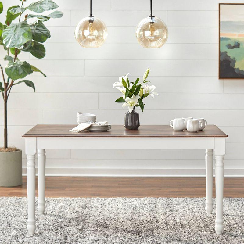 Skipton Dining Table White/Walnut - Buylateral: Rubberwood, Non-Extension, Seats 6, Rectangular Shape