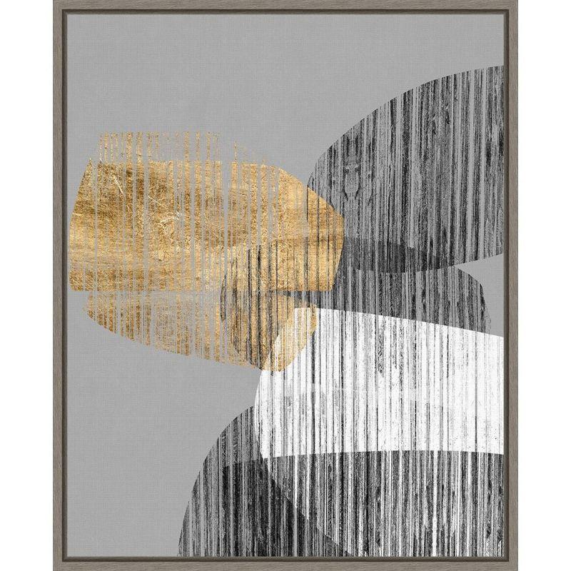 20" x 23" Gray and Gold Abstract Canvas Print