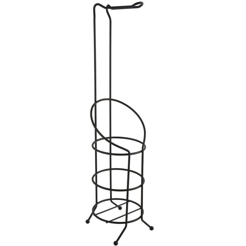 24" Tall - Matte Black Toilet Paper Storage Stand Holder With Reserve