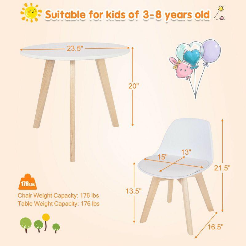 Costway Kids Table & 2 Chairs Set Modern Activity Play Table w/Beech Leg Cushion