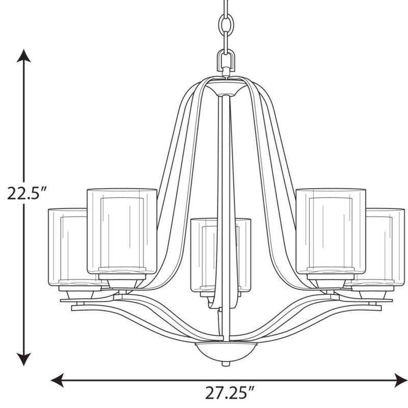 Progress Lighting Kene 5-Light Chandelier, Brushed Nickel, Etched Glass Shades