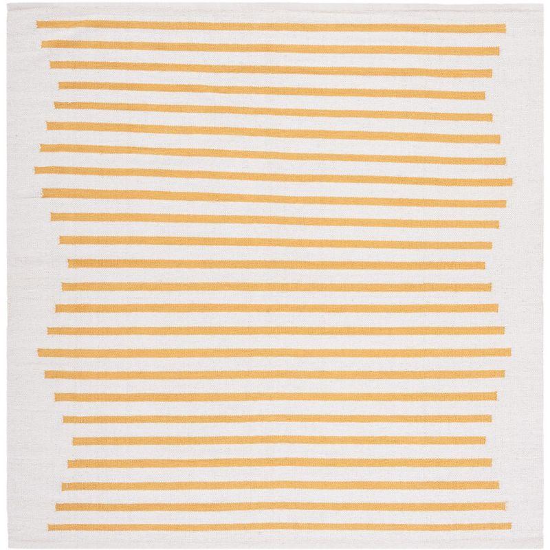 Ivory Coastline Square Handwoven Cotton Rug - 6'