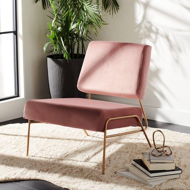 Romilly Velvet Accent Chair - ACH6203 - Dusty Rose/Gold - Safavieh