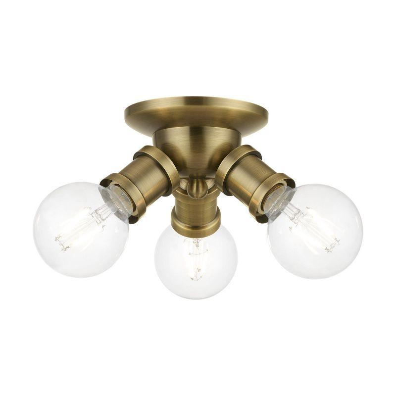 Livex Lighting Lansdale 3 - Light Flush Mount in  Antique Brass