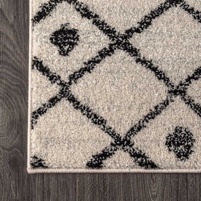 2'x8' Aksil Moroccan Beni Souk Runner Rug, Cream/Black - JONATHAN Y