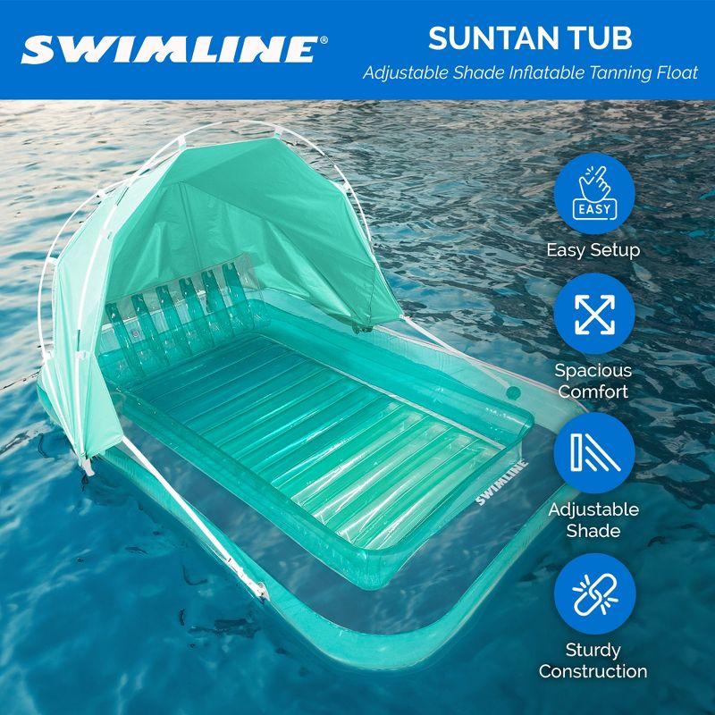 Swimline Original Inflatable Suntan Tub Lounge Float with Adjustable Shade, Mint