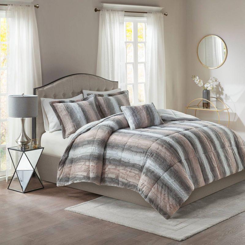 Madison Park Zuri Faux Fur Comforter Set
