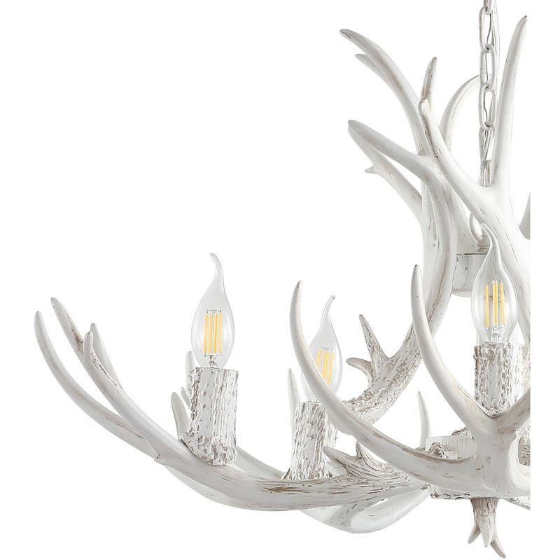 JONATHAN Y Eldora 30" Adjustable Resin Antler 5-Light LED Chandelier, White