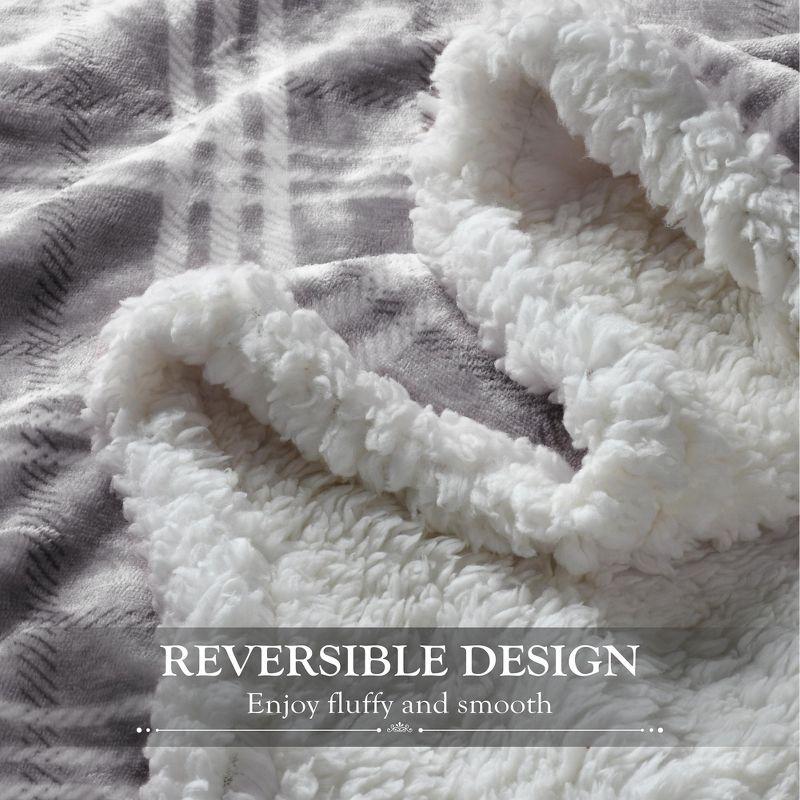 Catalonia Plaid Sherpa Throw Blanket, Holiday Throws for Couch Sofa Cabin Decro, Christmas Blanket