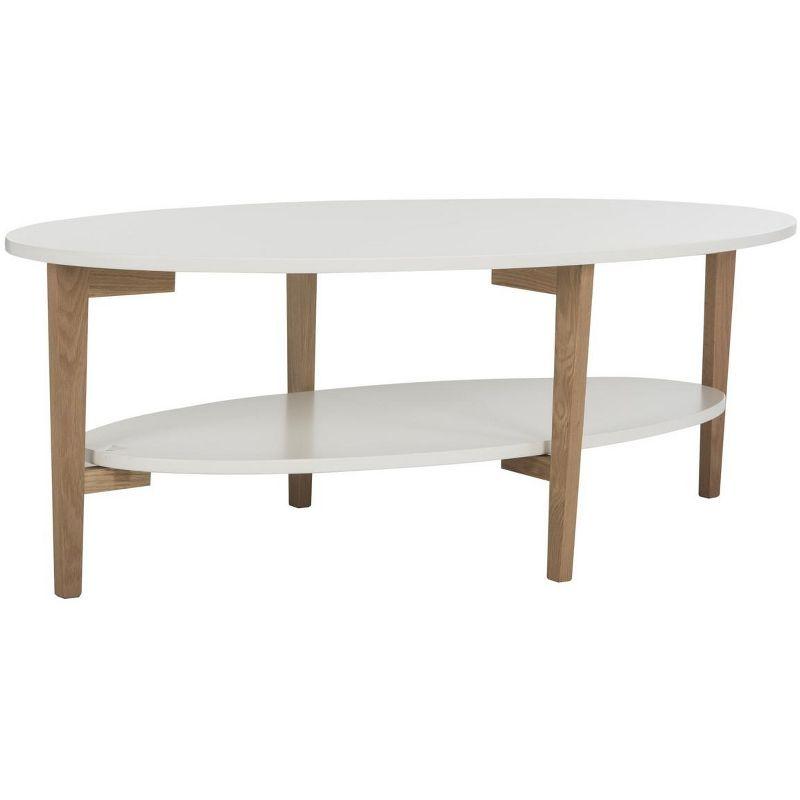 Woodruff Oval Coffee Table - White/Oak - Safavieh