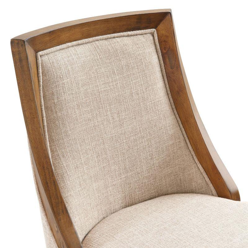 Alaterre Ellie Bar Height Stool, Back, Swivel Seat, Brown, Upholstered Padded Seat, Rubberwood Frame, Steel Memory Return Mechanism, Dimensions 19 in. W x 22 in. D x 46 in. H, Footrest, Metal Kick Plate