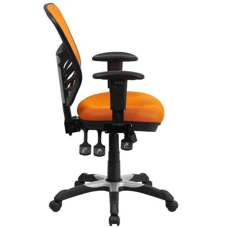 Orange Mesh Mid-Back Executive Swivel Chair with Adjustable Arms