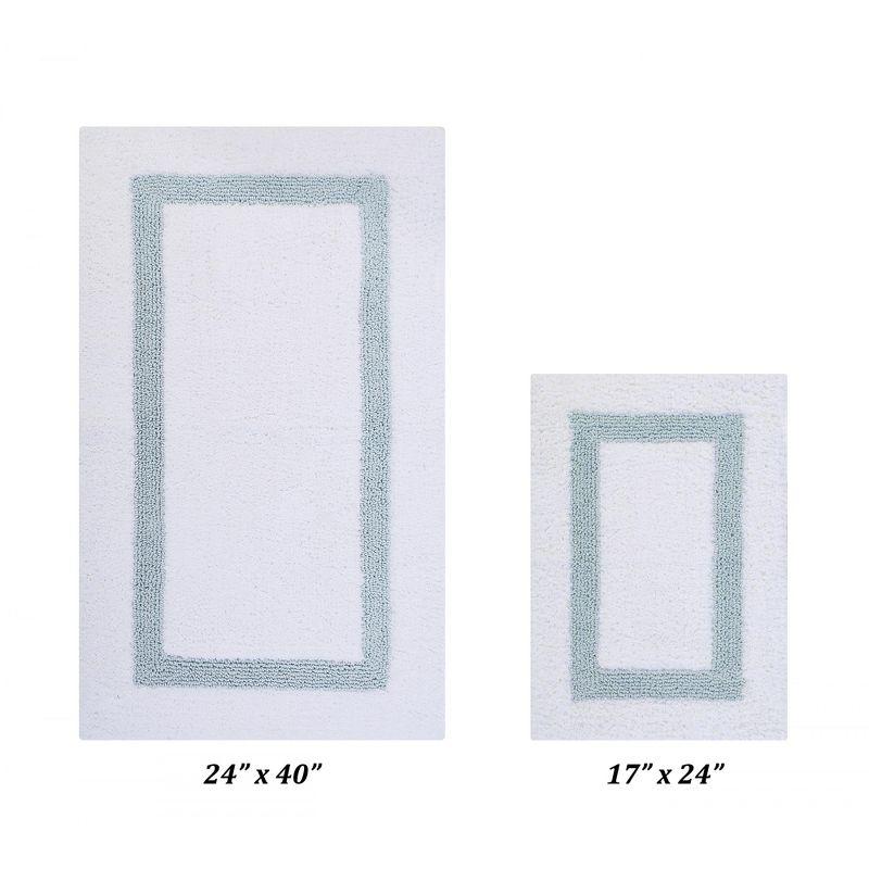 White and Blue Cotton Reversible Bath Rug Set