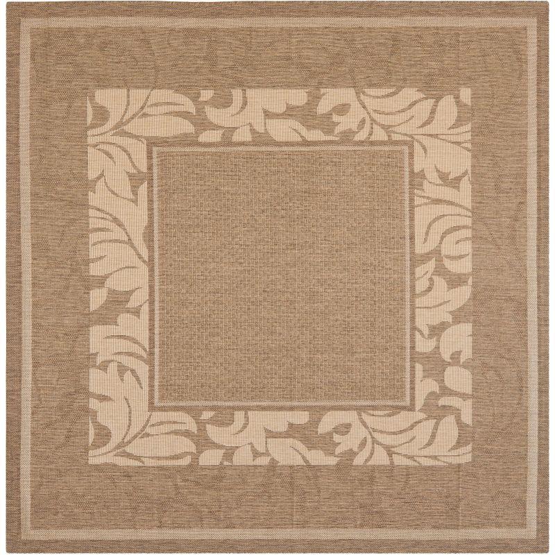 Courtyard CY1704 Power Loomed Indoor and Outdoor Area Rug - Brown/Natural - 6'7"x6'7" - Safavieh