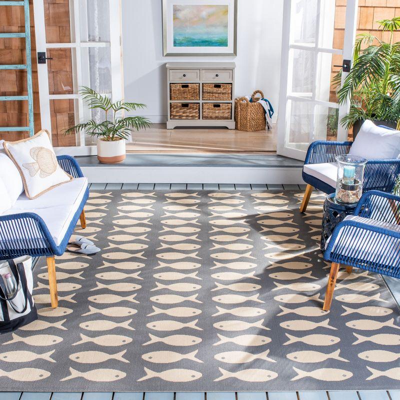 Courtyard CY6013 Power Loomed Indoor and Outdoor Area Rug - Grey/Beige - 6'7"x9'6" - Safavieh