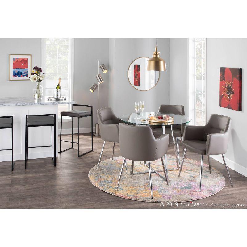LumiSource Set of 2 26" Fuji Contemporary Counter Height Barstools Gray: Padded, Metal Frame, Stackable