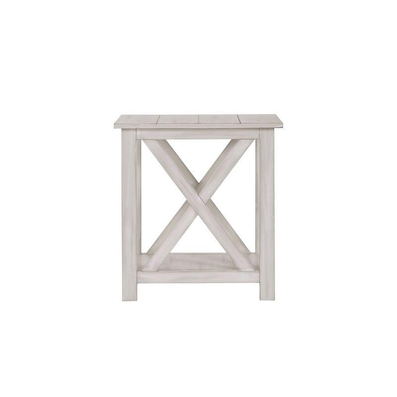 Jamestown End Table White - Boraam: Antique-Look Accent Table, Storage Shelf, Farmhouse Design