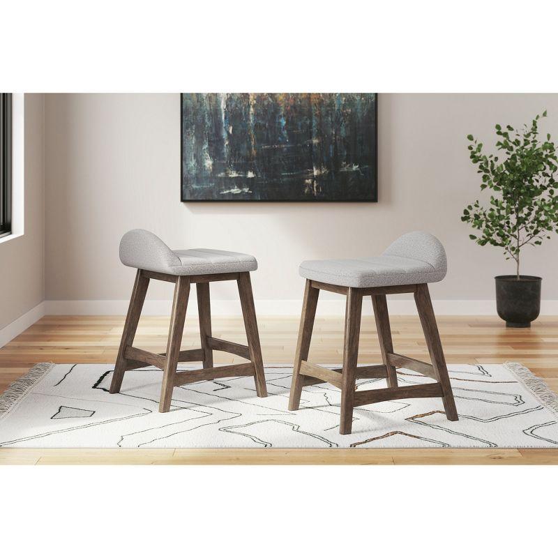 Light Gray and Brown Wood Backless Counter Stools, Set of 2