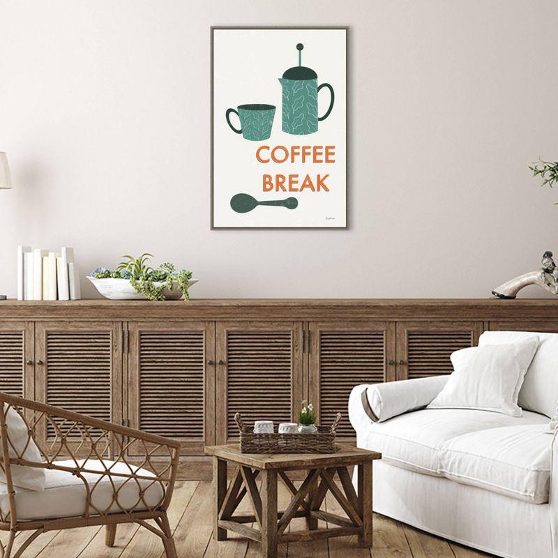 23" x 33" Retro Kitchen Coffee II by Becky Thorns Framed Canvas Wall Art Print - Amanti Art: Modern Lithograph, Polystyrene Frame