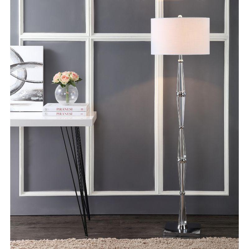 Francine 60" Crystal Chrome Floor Lamp with White Drum Shade