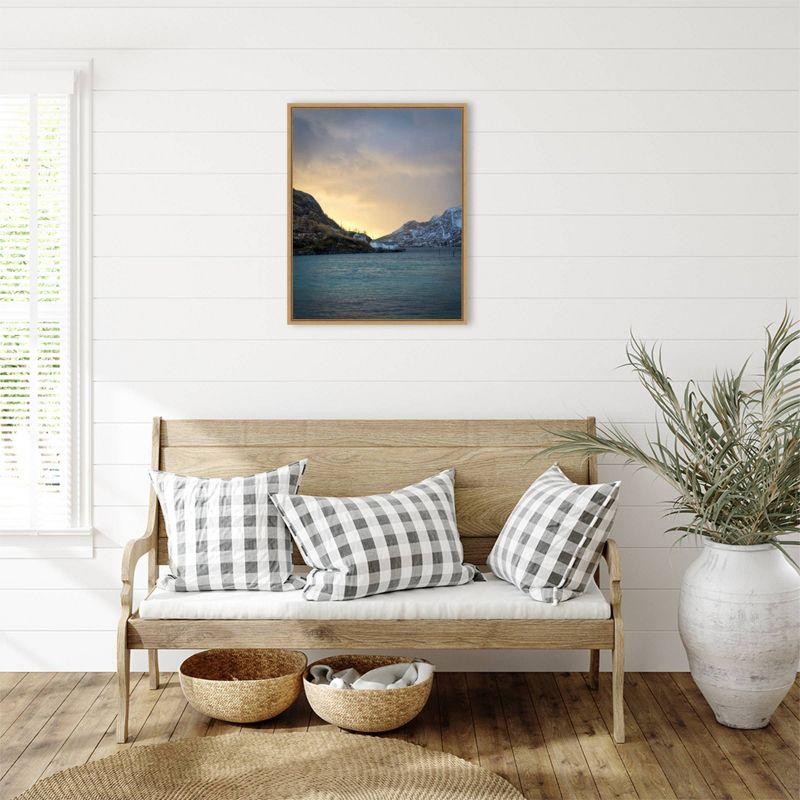 The Morning Glow II Scenic Landscape Canvas Art with Maple Frame