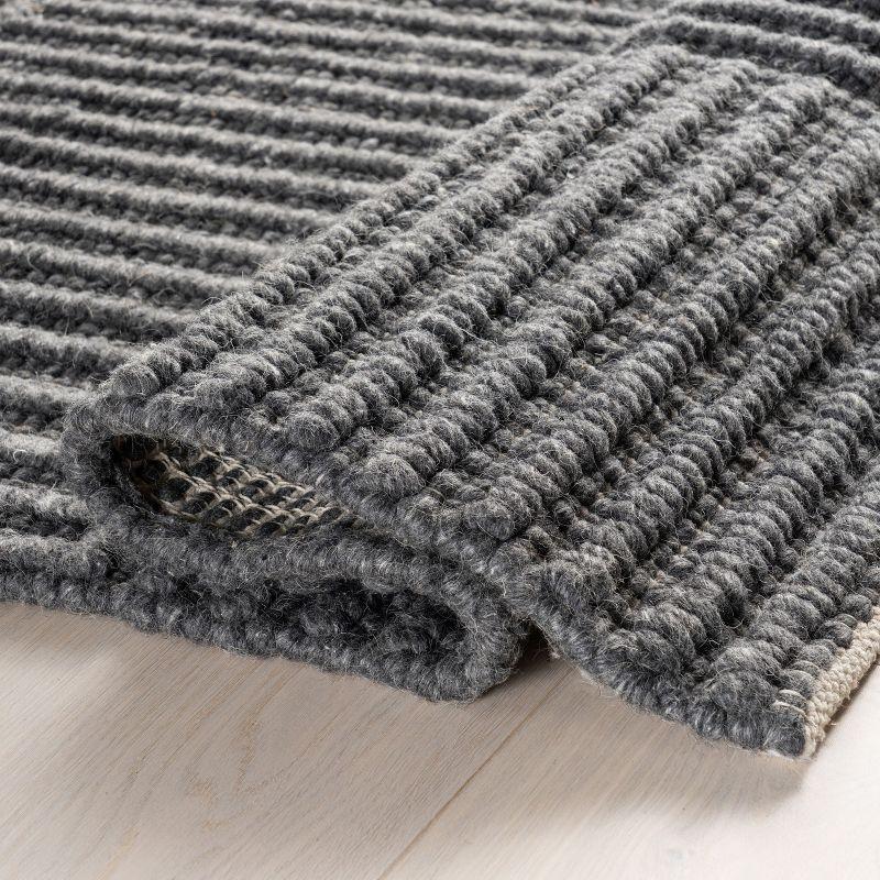 Nuloom Dorene Contemporary High-Low Striped Wool Indoor Area Rug, 9' x 12', Greys