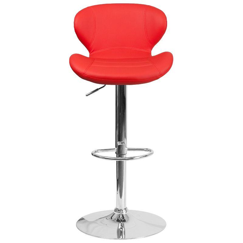 Flash Furniture Contemporary Adjustable Height Barstool with Curved Back and Chrome Base