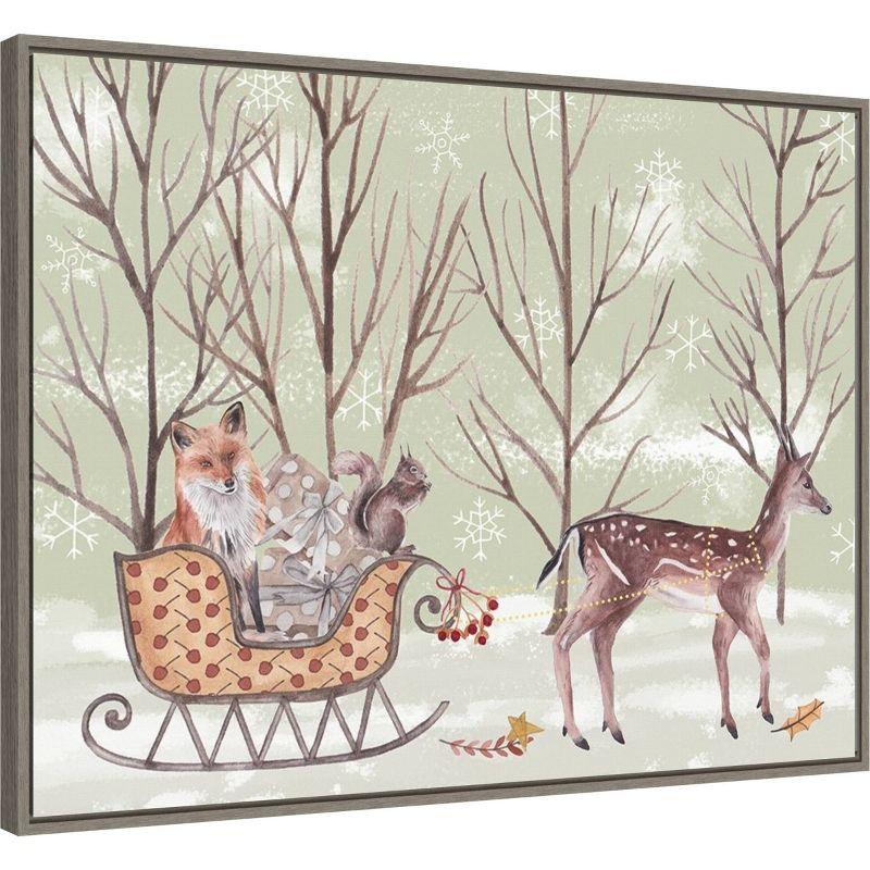 30" x 22" Christmas Time I Framed Wall Canvas - Amanti Art: Holiday Decor, Xmas Lithograph