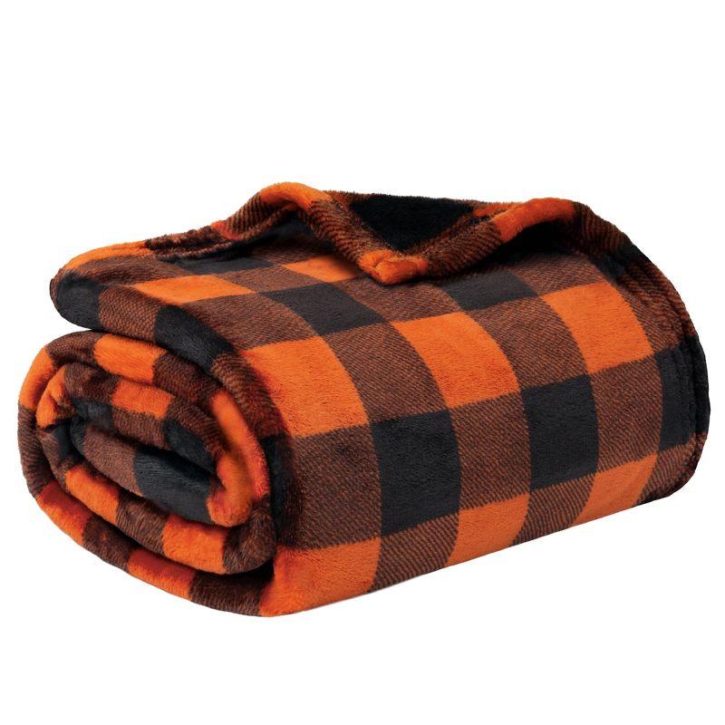 PAVILIA Premium Fleece Throw Blanket for Sofa Couch, Soft Flannel Plaid Stripe Decorative Print Blanket