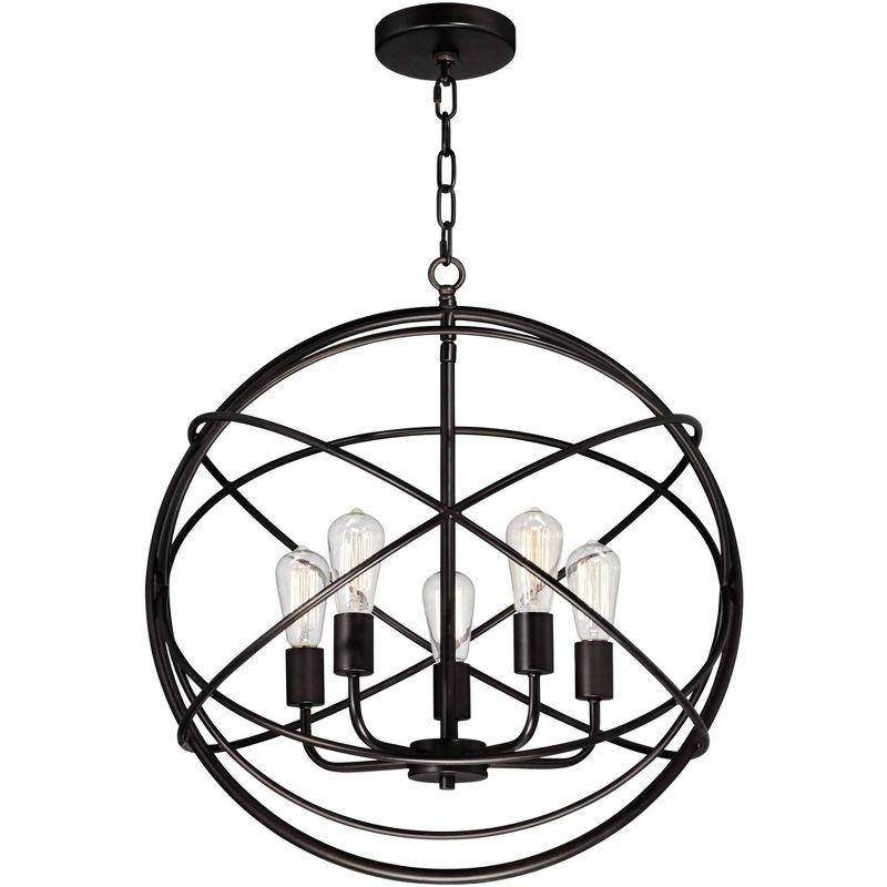 Franklin Iron Works Ellery Bronze Orb Foyer Pendant Chandelier 24 3/4" Wide Modern 5-Light LED Fixture for Dining Room House Kitchen Island Entryway