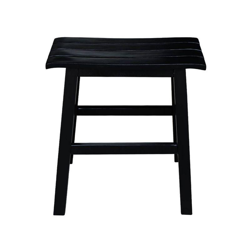 Espresso Black Solid Acacia Traditional Slat Seat Stool, 18-Inch