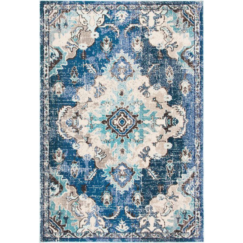 Light Blue Square Flat Woven Synthetic 54" Area Rug