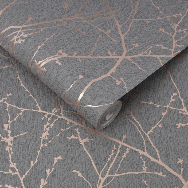 Innocence Charcoal and Copper Wallpaper