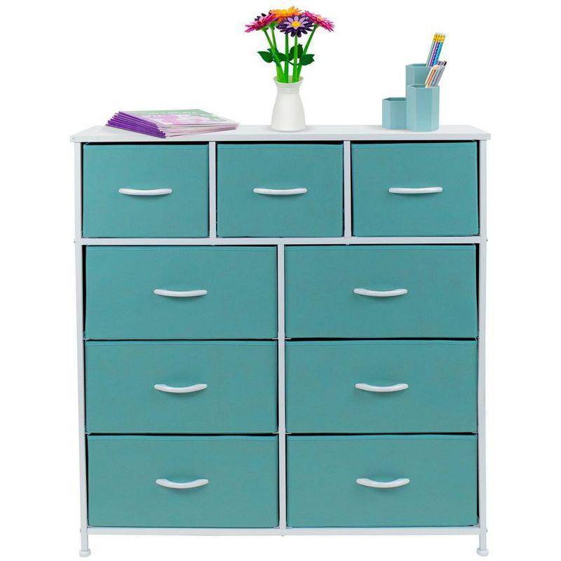 Sorbus Dresser with 9 Drawers - Furniture Storage Chest Tower Unit for Bedroom, Closet, etc - Steel Frame, Wood Top, Fabric Bins