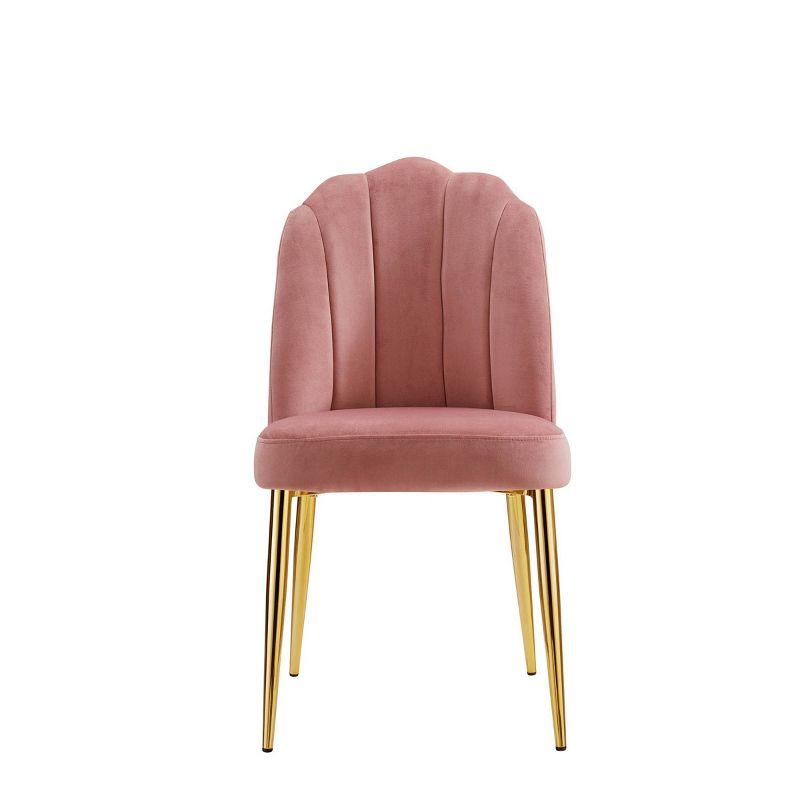 Blush Velvet Upholstered Side Chair with Gold Metal Legs