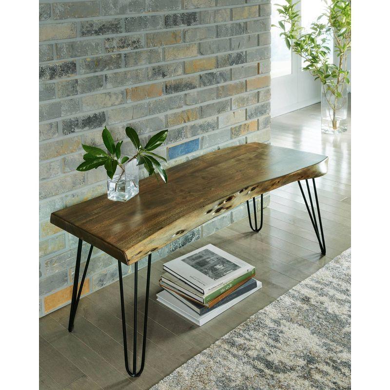 Haileeten 45'' Black/Brown Solid Wood Bench with Hairpin Legs