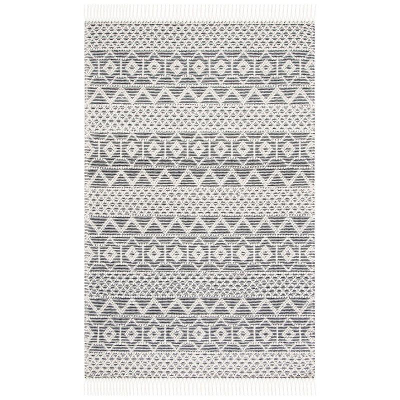 Natura Black and Ivory Wool 8' x 10' Handwoven Area Rug