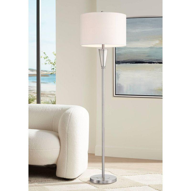 360 Lighting Shasta Modern 62 1/2" Tall Standing Floor Lamp Skinny Pole Silver Clear Glass Brushed Nickel Finish Living Room Bedroom House Reading