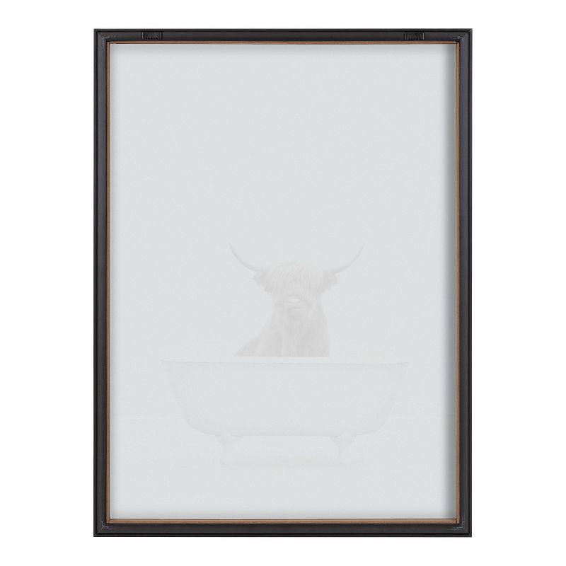 18" x 24" Blake Highland Cow Solo Bathtub Framed Printed Glass Gold - Kate & Laurel All Things Decor