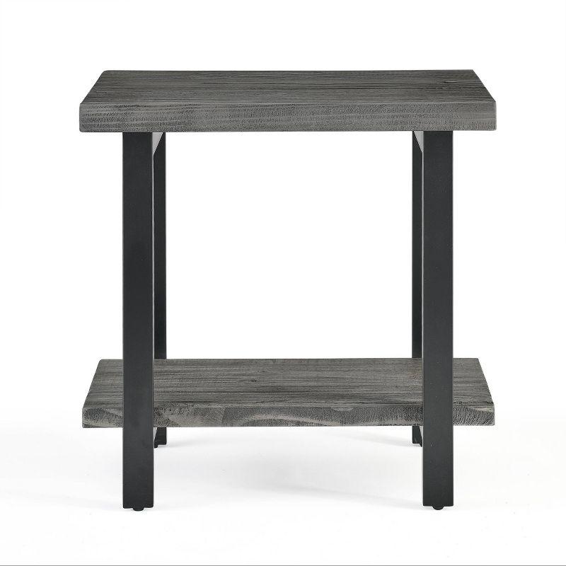 Pomona Metal and Reclaimed Wood End Table Slate Gray - Alaterre Furniture