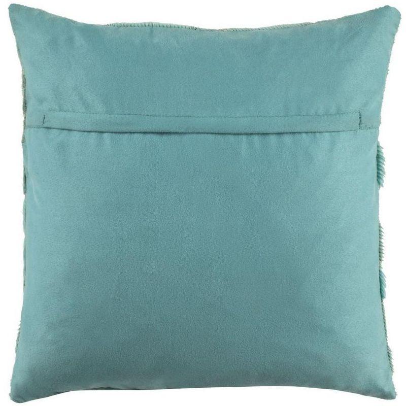 Teal and Gray Cowhide Chevron 20" Square Pillow