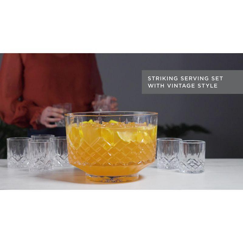 Viski Admiral Crystal Punch Bowl and Tumbler Set