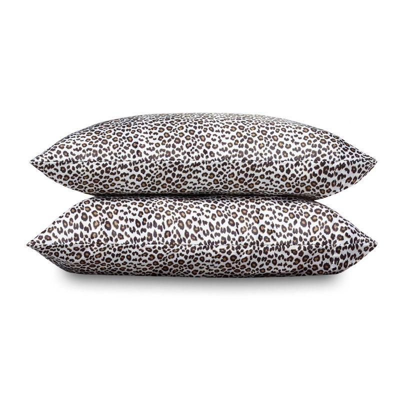 Leopard Print Satin Sheet Set Charcoal - Betseyville