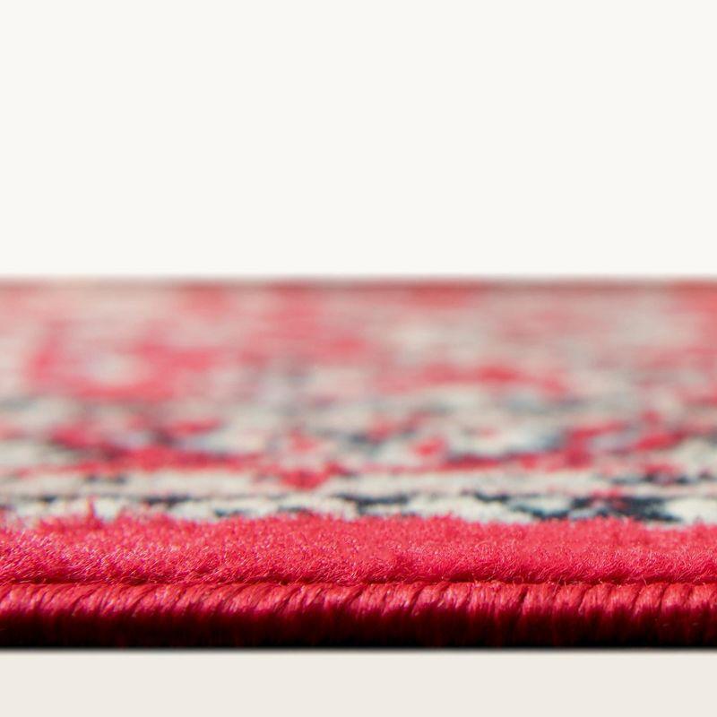 Reversible Red and Ivory Square Synthetic Area Rug