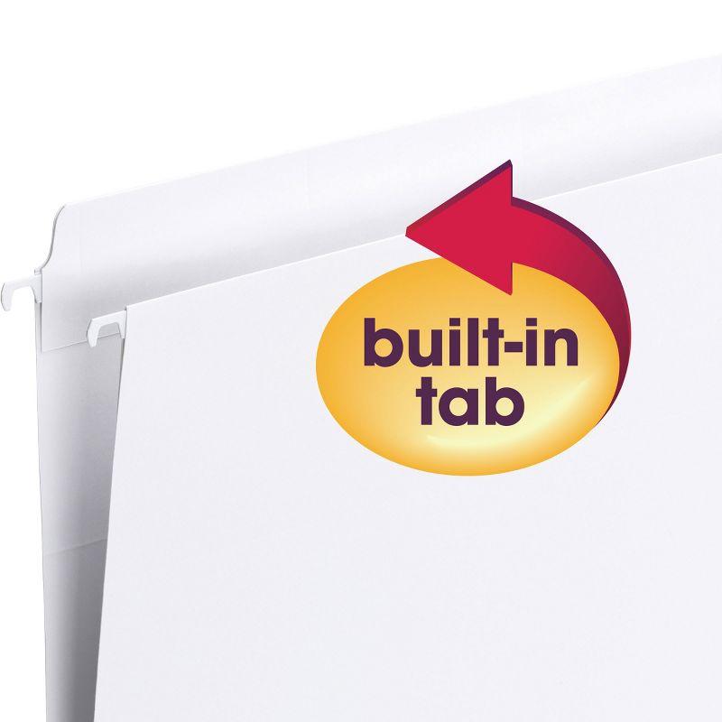 White Heavy-Duty Letter Size Hanging File Folders with Built-In Tabs