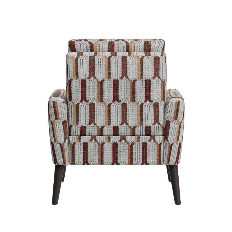 Handy Living Allyson Mid-Century Modern Small Space Armchair Striped Tan/Cream/Red